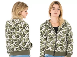Bluza Damska Dresowa Moro z Kapturem 6021 L zielona - Bluzy damskie - miniaturka - grafika 1