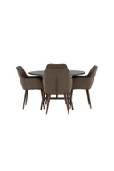 Stoły z krzesłami - Kaseindon zestaw do jadalni stół brązowy oraz 4 Tomorrow krzesła brązowy. - miniaturka - grafika 1