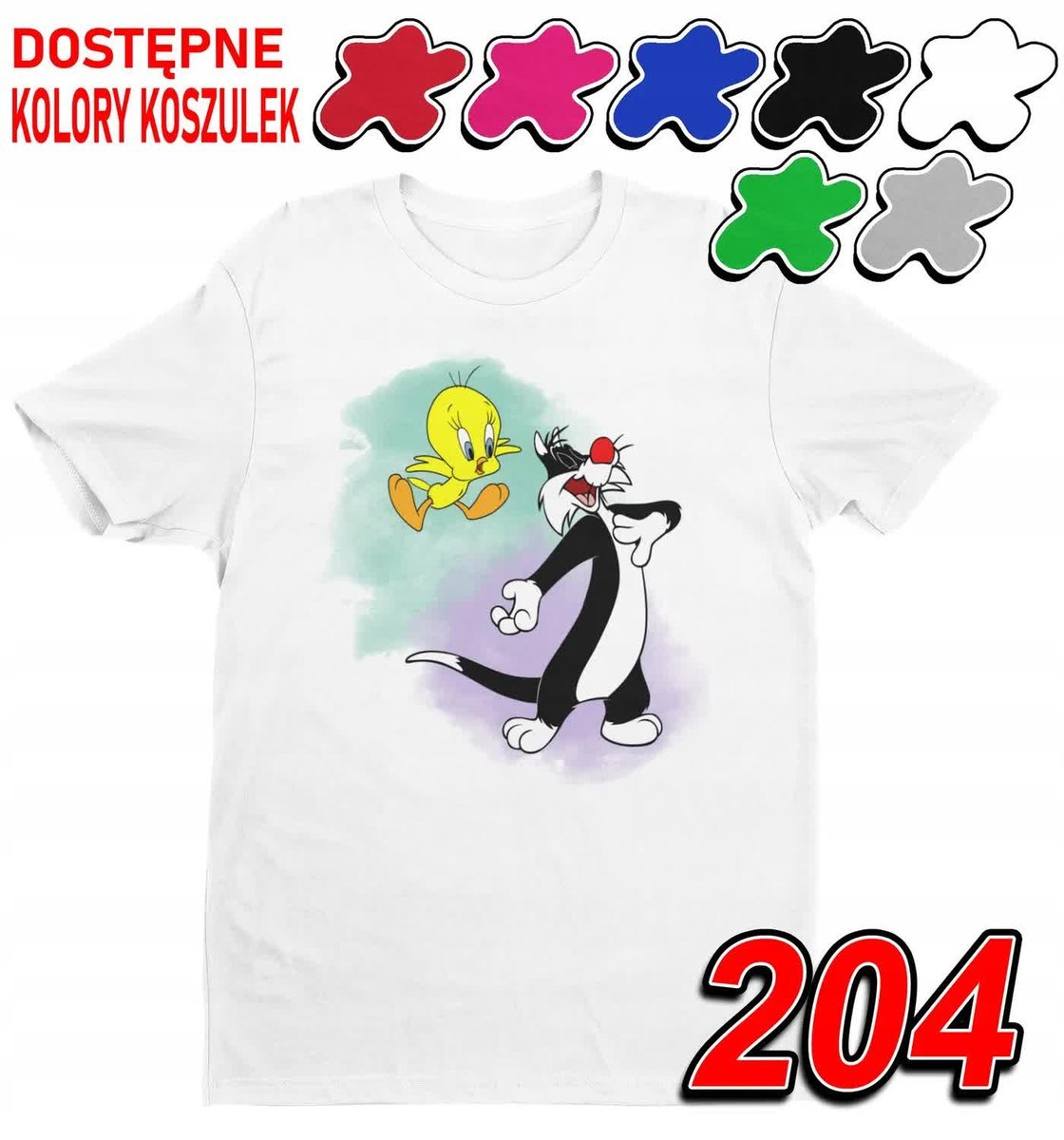 Dziecięca Koszulka T-Shirt Z Nadrukiem Kot Sylwester Tunes- L 146-152