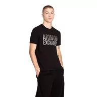Koszulki męskie - Armani Exchange Męski t-shirt Slim Fit Large Chest Logo Tee, czarny, XL - miniaturka - grafika 1