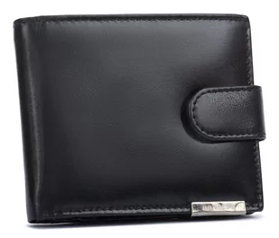 Męski skórzany portfel Ronaldo na zatrzask duża portmonetka na karty i gotówkę z ochroną RFID, czarny - Portfele - miniaturka - grafika 1