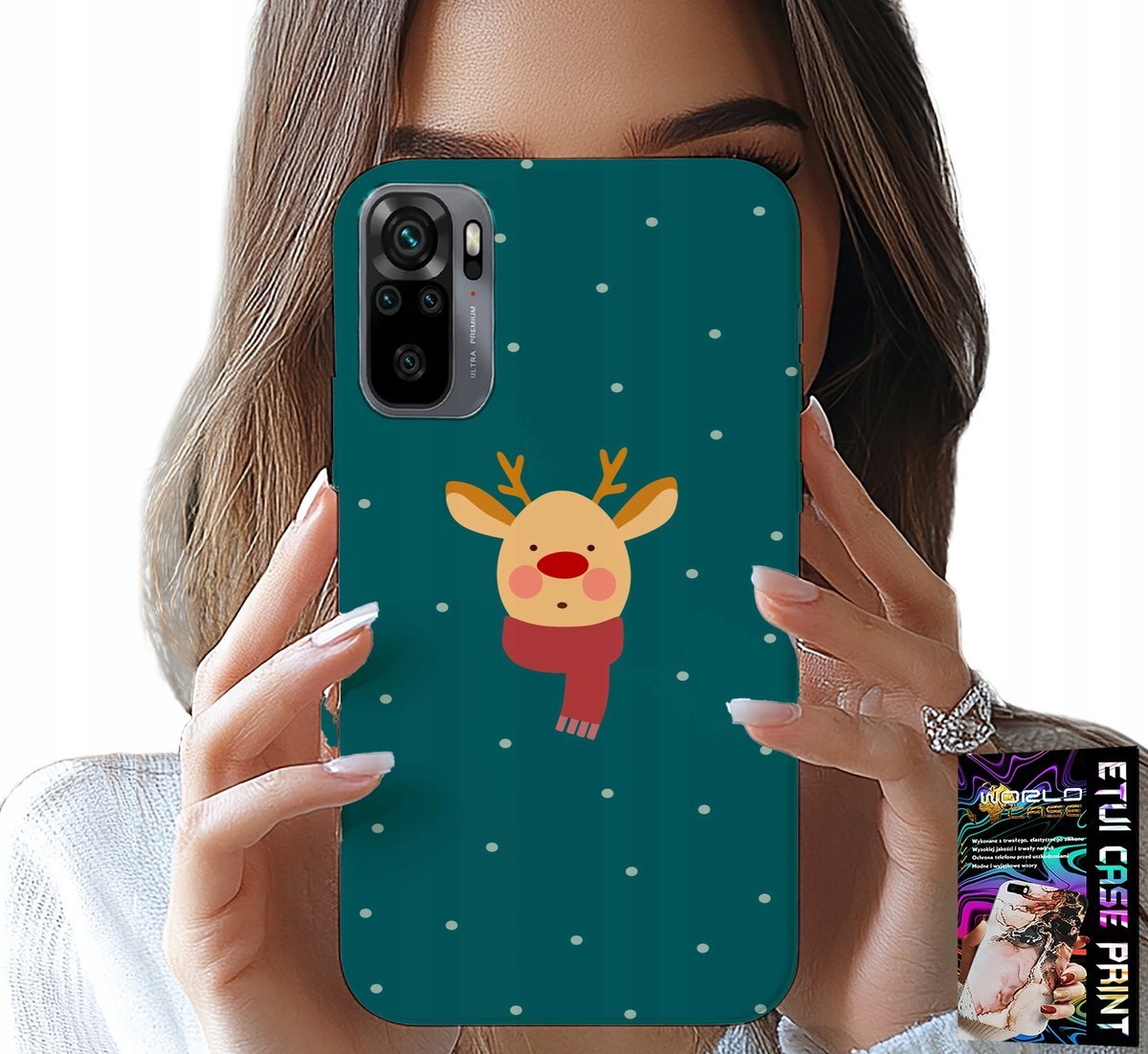 ETUI DO XIAOMI NOTE 10 / 10S - RENIFER NA ZIELONYM TLE ŚWIĄTECZNE WZORY