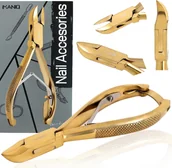 Akcesoria do paznokci - Cążki cęgi do grubych wrastających paznokci skórek obcinaczki nożyczki manicure gabinet SPA złote - miniaturka - grafika 1