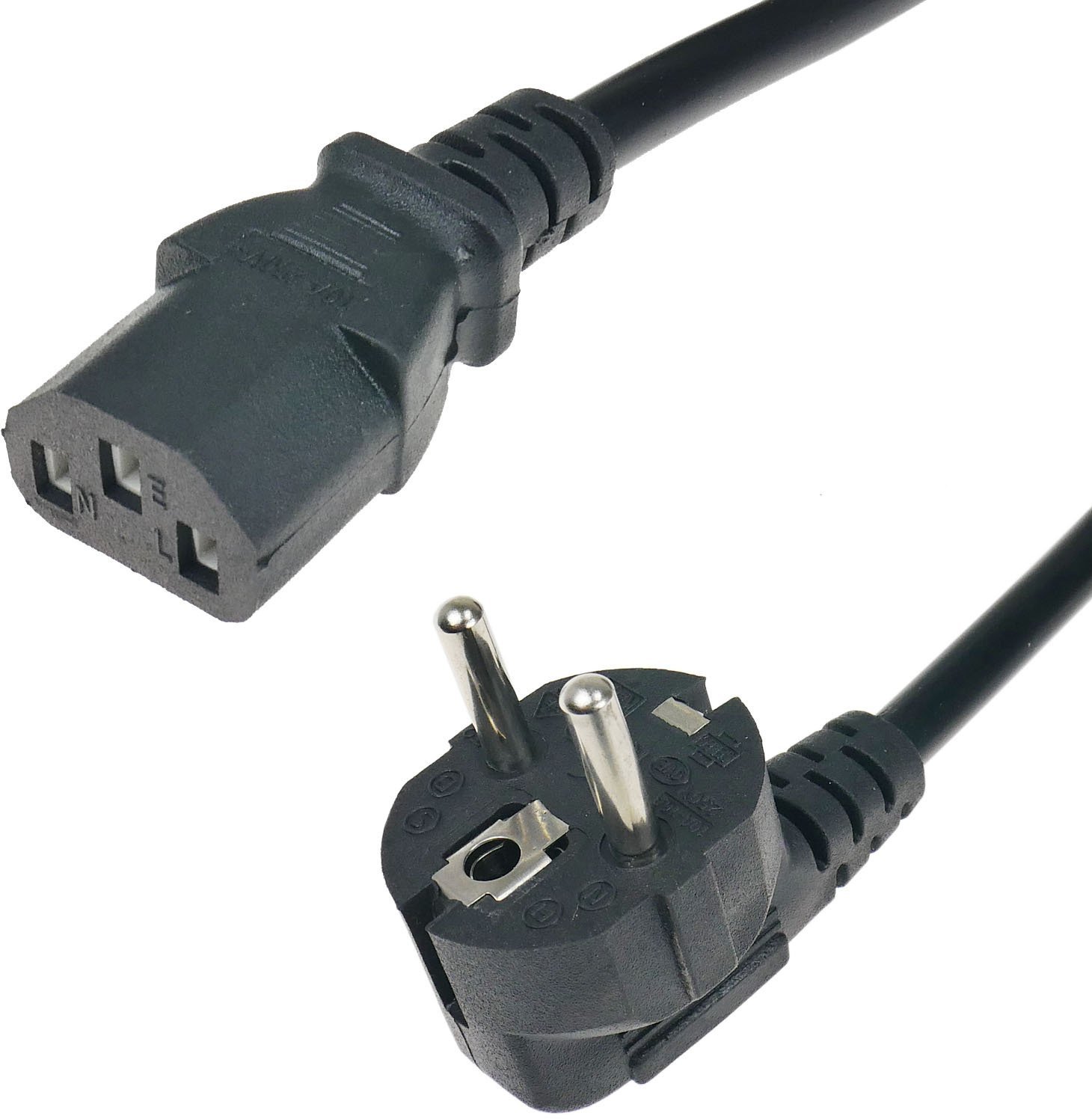 Przewód zasilający 230V C13 kątowy 5m