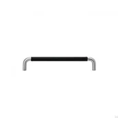 Zawiasy, okucia i inne akcesoria - Uchwyt meblowy podłużny Ss-A 128 Stal nierdzewna Czarna skóra - miniaturka - grafika 1