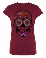 Koszulki i topy damskie - T-Shirt fajny KOLOROWY nadruk CZASZKA r.L - miniaturka - grafika 1