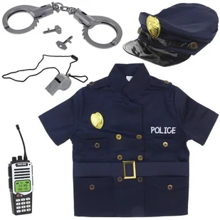 Strój Kostium Przebranie Policjanta Zestaw Policjanta Kajdanki Czapka - Zabawy w naśladowanie dorosłych - miniaturka - grafika 1