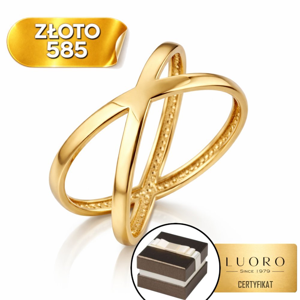 Pierścionek złoty 585 14K gładki klasyczny elegancki minimalistyczny R16