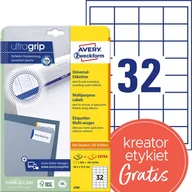 Etykiety samoprzylepne i bloki etykiet - Etykiety papierowe 48,3x33,8mm białe AVERY ZWECKFORM ULTRA GRIP trwałe 25+5ark 30 etykiet /4789/ - miniaturka - grafika 1