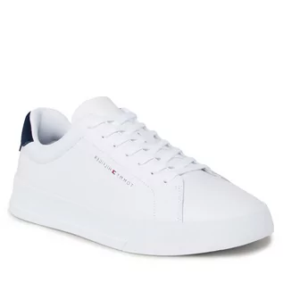 Półbuty męskie - Sneakersy Tommy Hilfiger Th Court Leather FM0FM04971 White/Desert Sky 0LE - grafika 1