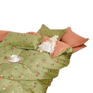 Pościel - Pościel satynowa 160x200 zielona kwiaty - miniaturka - grafika 1