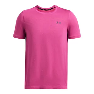 Męska koszulka treningowa Under Armour UA Rush Seamless Wordmark SS - różowa - UNDER ARMOUR - Koszulki sportowe męskie - miniaturka - grafika 1