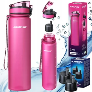 Bidon na wodę butelka filtrująca Aquaphor City 1l różowa + 3x filtr wkład - Butelki filtrujące - miniaturka - grafika 1