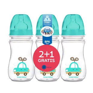 Canpol babies Zestaw butelek antykolkowych 240ml szeroka TOYS 2+1 - Butelki dla niemowląt - miniaturka - grafika 2