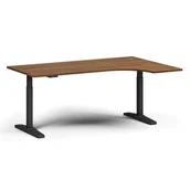 Biurka - Stół z regulacją wysokości ULIX, elektryczny, 675-1325 mm, narożnik prawy, blat 1800x1200 mm, podstawa czarna, orzech - miniaturka - grafika 1