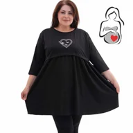Bluzki damskie - TUNIKA BLUZKA SERCE BAWEŁNA sukienka luźna ciążowa dla mamy 50 52 5XL 3096 - miniaturka - grafika 1