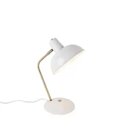 Lampy stojące - QAZQA Lampa stołowa retro biała brąz - Milou - miniaturka - grafika 1