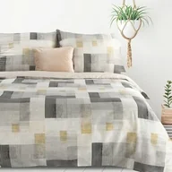 Pościel - Design 91 Pościel z mikrowłókna 160x200 Lea 06 geometria szara beżowa żółta D91 - miniaturka - grafika 1