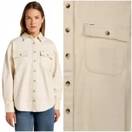 Koszule damskie - Lee WORKING WEST SHIRT Ecru biała damska bawełniana koszula overshirt L - miniaturka - grafika 1