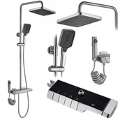 Zestawy prysznicowe - Rea Zestaw Natryskowy z Termostatem REA ROB Nikiel Szczotkowany INOX - miniaturka - grafika 1
