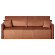 Sofy i kanapy - Sofa rozkładana dla 3 osób EGGE Welur Złoty brąz B672827 - miniaturka - grafika 1