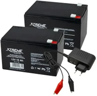 Baterie do zasilaczy awaryjnych UPS - 2x Akumulator żelowy XTREME 12V 15Ah + ładowarka 82-217# / BAT1149 - miniaturka - grafika 1