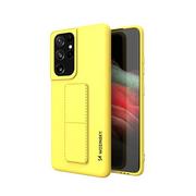 Etui i futerały do telefonów - Wozinsky Kickstand Case elastyczne silikonowe etui z podstawką Samsung Galaxy S21 Ultra 5G żółty - miniaturka - grafika 1