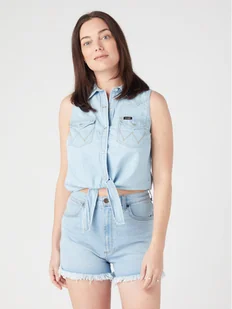 Wrangler Top W5WTHWXAZ 112334379 Błękitny Regular Fit - Koszulki i topy damskie - miniaturka - grafika 1