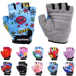Rękawiczki - Dziecięce rękawiczki rowerowe Unisex Meteor - żelowe rękawiczki BMX, KISS LOVE, rozmiar Jr M/szerokość dłoni - 7-7,5cm - grafika 1