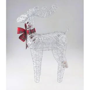 Dekoracja renifer z kokardą 60 LED 60 cm srebrny - Ozdoby bożonarodzeniowe - miniaturka - grafika 1