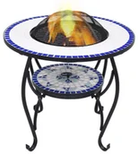 Paleniska ogrodowe - Okrągłe biało-niebieskie palenisko do ogrodu N6-S34 - miniaturka - grafika 1