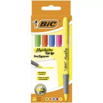 BIC 896055 Textmarker "Highlighter Grip", klinowatym czubkiem, 5er etui 896055 - Zakreślacze - miniaturka - grafika 1