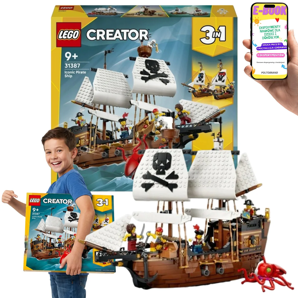 LEGO Creator 3w1 Legendarny Statek Piracki 31387 Klocki 1074el Prezent Dla Dziecka