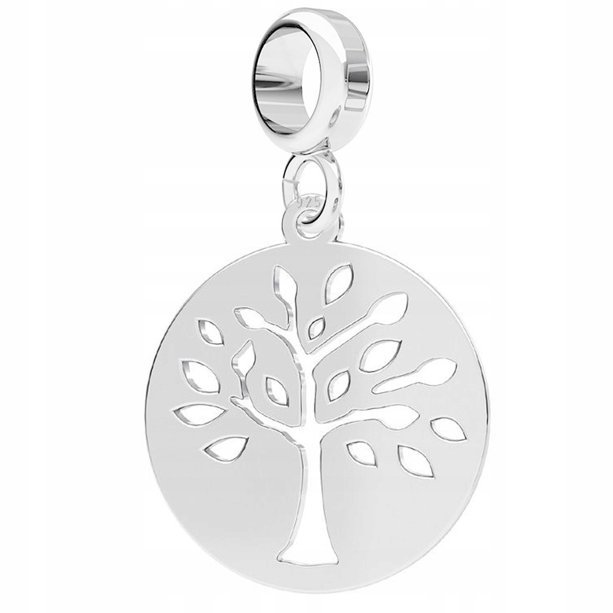 Charms Srebrny Ażurowe Drzewo Drzewko Okrągła Blaszka Koło Kółko SREBRO 925
