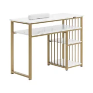 Stoliki do manicure - physa Biurko do manicure żelazna rama marmurowe / złote 3 półki podpórka pod dłonie - Biurka do manicure - miniaturka - grafika 1