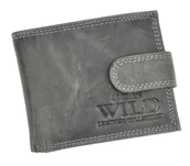 Portfele - Portfel Męski Skórzany ALWAYS WILD Skóra Licowa Mały Poziomy Z Zapięciem RFID N0035L-CHM/8724 CZARNY 10,5 x 9 x 2 [cm] - miniaturka - grafika 1