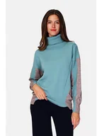 Swetry damskie - William de Faye Golf w kolorze turkusowo-jasnoszarym - miniaturka - grafika 1