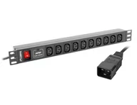 Listwy zasilające - Lanberg lanberg Listwa zasilająca Rack PDU 19 cali 1U 16A 8X IEC C13 2M Czarna - miniaturka - grafika 1