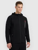 Bluzy męskie - 4F Bluza dresowa rozpinana z kapturem męska - czarna S - miniaturka - grafika 1