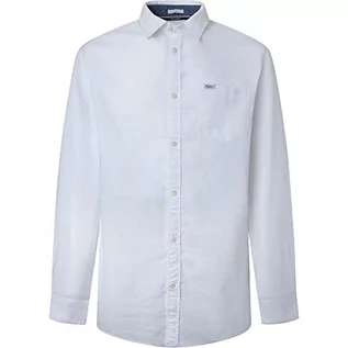 Koszule męskie - Pepe Jeans Koszula męska Parker Long, biały, L - grafika 1