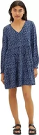 Sukienki - Dżinsowa sukienka damska TOM TAILOR z falbanką i dekoltem w szpic, 32411-granatowy kwiatowy nadruk, L - miniaturka - grafika 1