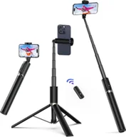 Selfie stick - Uchwyt Selfie Stick Tripod Statyw do Smartfona z Pilotem i LED 174cm czarny - miniaturka - grafika 1