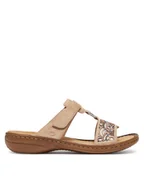 Klapki i japonki damskie - Rieker Klapki 608K2-31 Beżowy - miniaturka - grafika 1