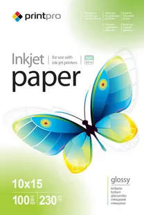 PrintPro Papier Fotograficzny Błyszczący 10x15 230g 100 szt (PGE2301004R) - Papier do drukarek - miniaturka - grafika 1