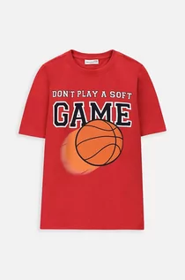 Koszulki dla chłopców - Coccodrillo t-shirt bawełniany dziecięcy kolor czerwony z nadrukiem - grafika 1