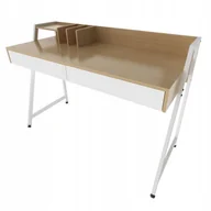 Biurka - BIURKO NOWOCZESNE Z SZUFLADAMI PRZEGRODAMI JASNY DĄB LOFT DUŻE SOLIDNE PREMIUM 124 CM - miniaturka - grafika 1