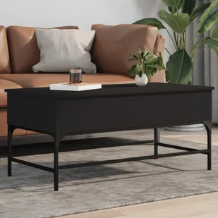 Stolik kawowy czarny 100x50x45 cm materiał drewnopochodny i metal - Ławy i stoliki kawowe - miniaturka - grafika 1