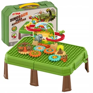 KLOCKI KONSTRUKCYJNE DINOZAURY ZJEŻDŻALNIA RUCHOME ZĘBATKI WALIZKA STOLIK - Klocki - miniaturka - grafika 1