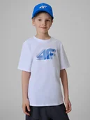 Koszulki dla chłopców - 4F T-shirt regular z nadrukiem chłopięcy - biały 128 (7-8 lat) - miniaturka - grafika 1