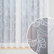 Firany - Gotowa firanka żakardowa z kwiatowym wzorem po całości, kolor biały, rozmiar: - 300x160 cm - miniaturka - grafika 1